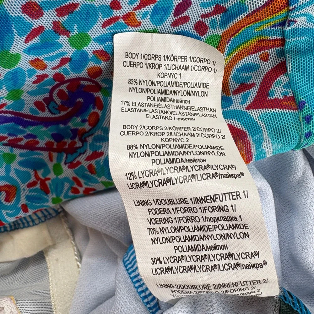 Lauren Ralph Lauren Flyaway One Piece Swimsuit Blue‎ Paisley Mesh Beach Size 16
